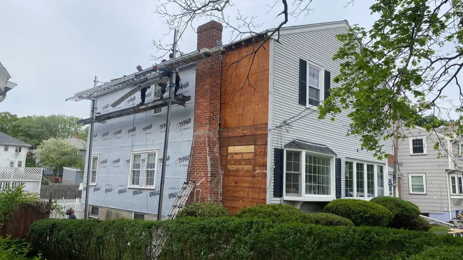 Chimney repair and brick work on a Massachusetts home